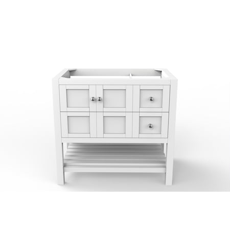 Castello Usa Alicia 36" White Vanity Base with Chrome Handles CB-VEN-36W-CHR-VBO
